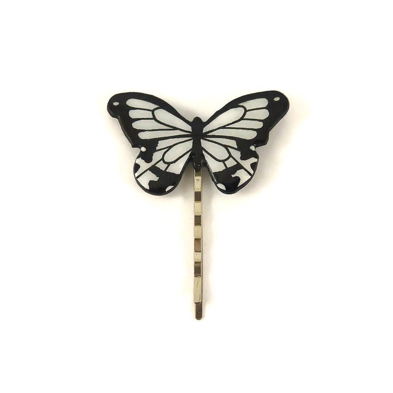 Black and white butterfly bobby pin Savousépate