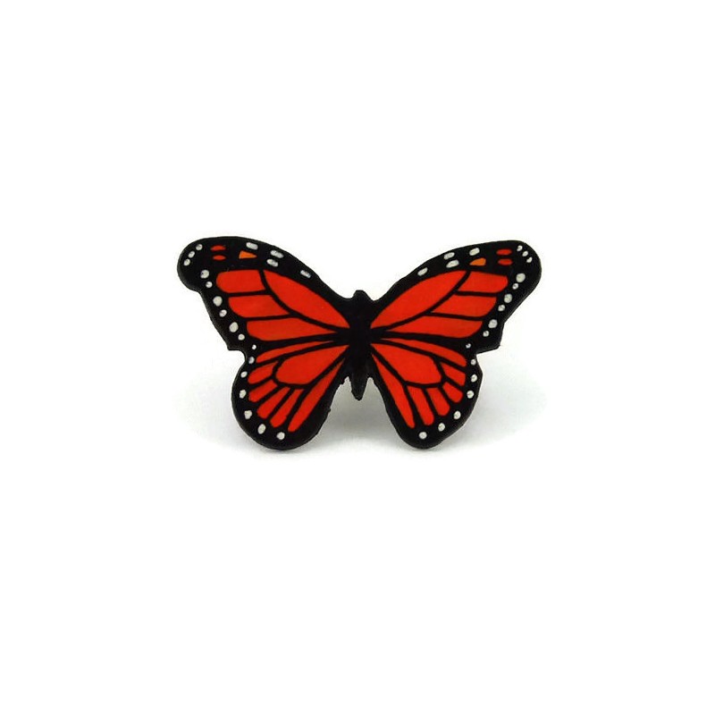 Orange and black monarch butterfly brooch - Savousépate