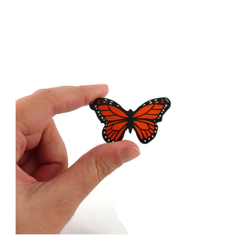 Orange and black monarch butterfly brooch - Savousépate